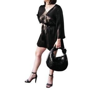 NEW WITHBLACK satin romper in black